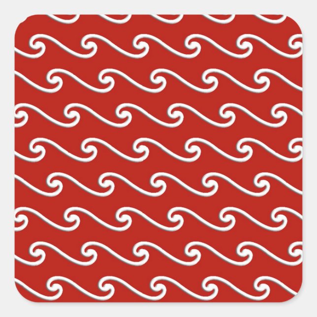 Sticker Carré Motif chinois - blanc sur rouge profond (Devant)