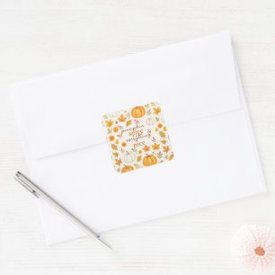 Sticker Carré Motif Citrouille mignon   Thanksgiving
