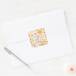 Sticker Carré Motif Citrouille mignon   Thanksgiving