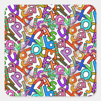 Sticker Carré Motif d'alphabet minuscule Doodle
