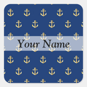 Sticker Carré Motif d'ancrage bleu