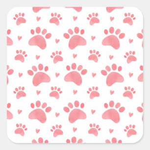 Sticker Carré Motif d'aquarelle Cat Paws