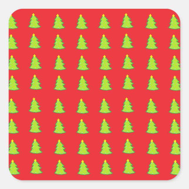 Sticker Carré Motif d'arbre de Noël (Devant)