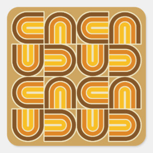 Sticker Carré motif d'arche géométrique les années 70 style