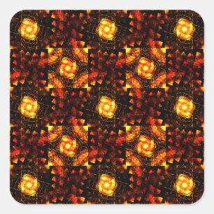 Sticker Carré Motif d'art abstrait élégant boho moderne or #506