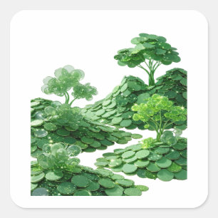 Sticker Carré Motif d'autocollant Snappy Green GREEN COINS AND T