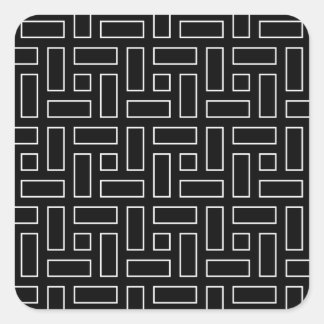 Sticker Carré Motif de bloc linéaire noir et blanc - noir