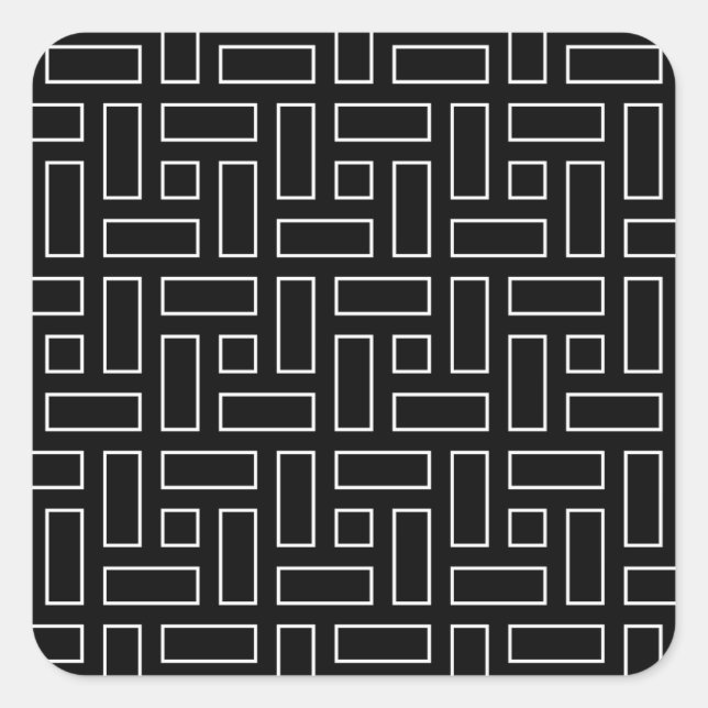 Sticker Carré Motif de bloc linéaire noir et blanc - noir (Devant)