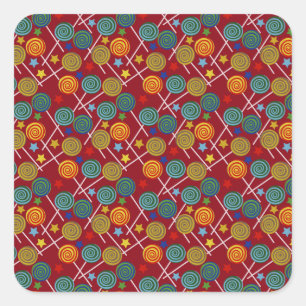 Sticker Carré Motif de bonbons motif Lollies lollipop 32
