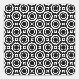 Sticker Carré Motif de cercles en zigzag noir et blanc mignon