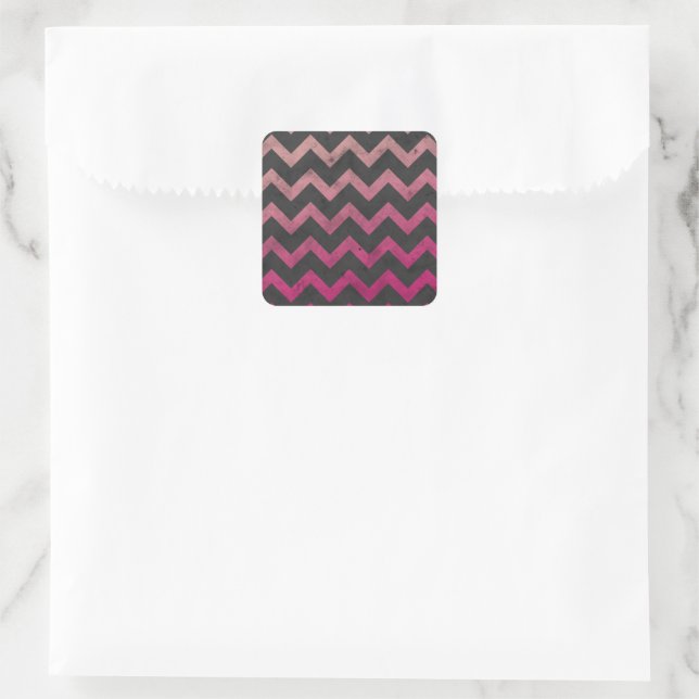 Sticker Carré Motif de chevron gris foncé rose magenta (Sac)