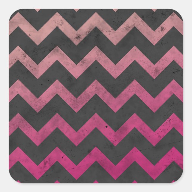 Sticker Carré Motif de chevron gris foncé rose magenta (Devant)