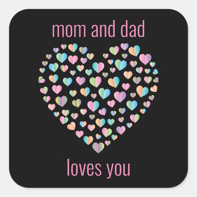 Sticker Carré Motif de coeur coloré mignon (Devant)