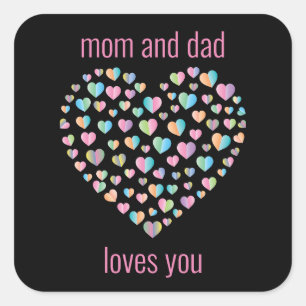 Sticker Carré Motif de coeur coloré mignon