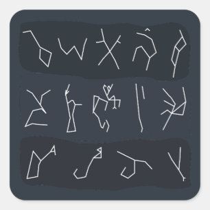 Sticker Carré Motif de constellation dans un style rayé pour une