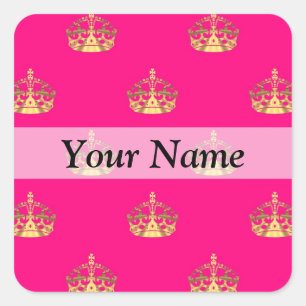 Sticker Carré Motif de couronne rose et or