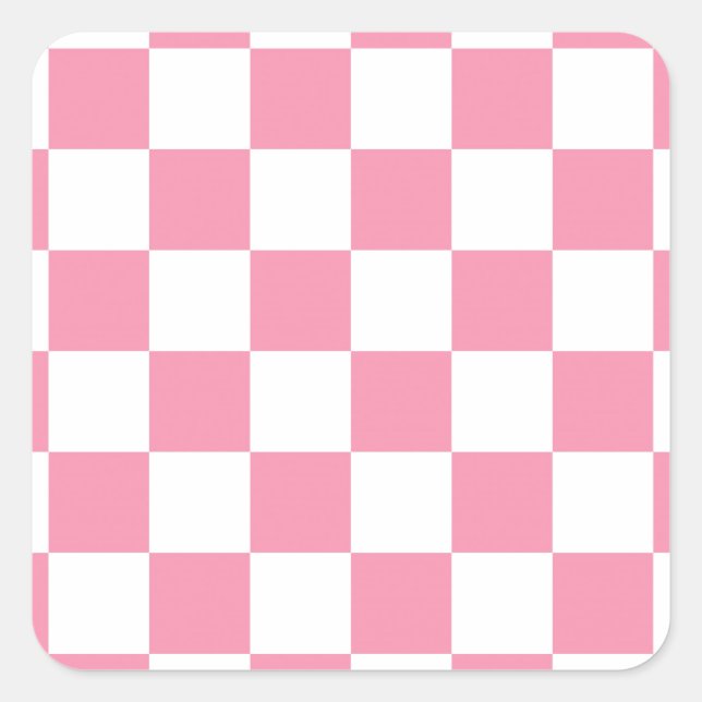 Sticker Carré Motif de damier rose blanc (Devant)