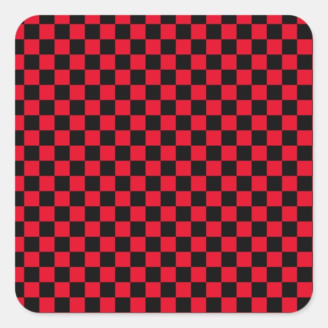 Sticker Carré motif de damier rouge noir (Devant)