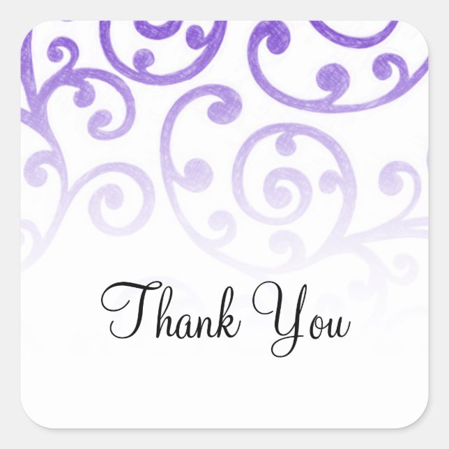 Sticker Carré Motif de défilement bat mitzvah violet (Devant)