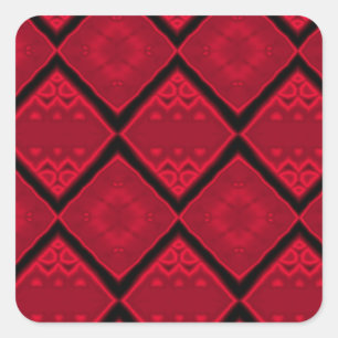 Sticker Carré motif de diamants rouges