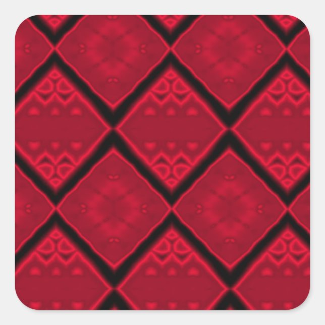 Sticker Carré motif de diamants rouges (Devant)