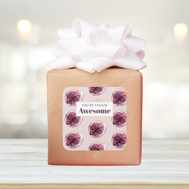 Sticker Carré Motif de Fig violet moderne & Vous êtes Figgin' Aw (Créateur téléchargé)