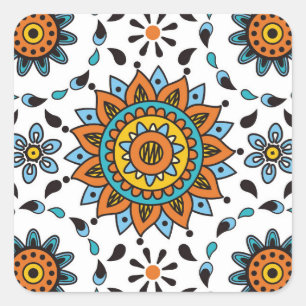 Sticker Carré Motif de fleur opulent d'étoile de maharaja Inde