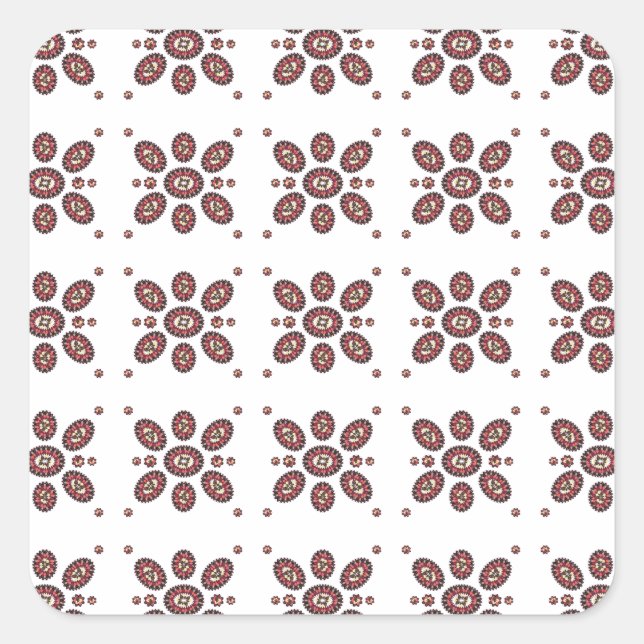 Sticker Carré Motif de fleurs Mandala (Devant)