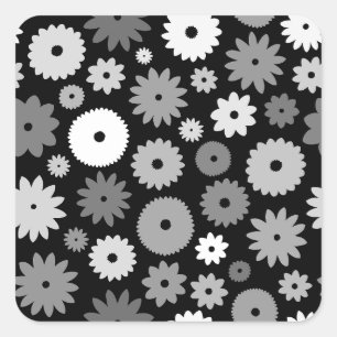 Sticker Carré Motif de fleurs monochromes