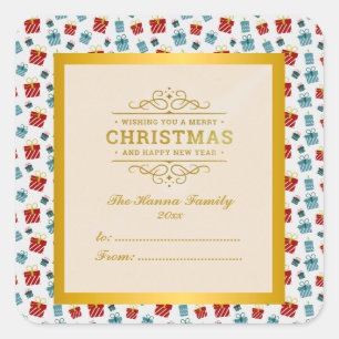 Sticker Carré Motif de fond pour cadeau de Noël et Nouvel An