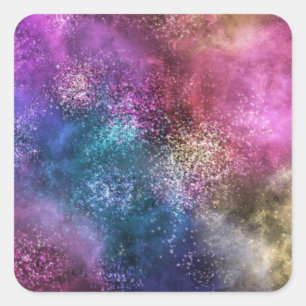 Sticker Carré Motif de galaxie coloré