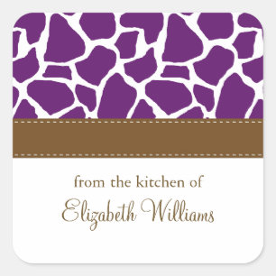 Sticker Carré Motif de girafe violet foncé
