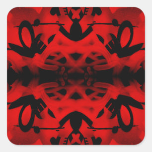 Sticker Carré Motif de graffiti kaléidoscope rouge