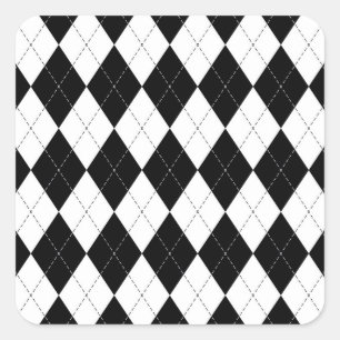 Sticker Carré Motif de Jacquard géométrique noir blanc
