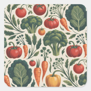 Sticker Carré Motif de jardin botanique végétal vintage
