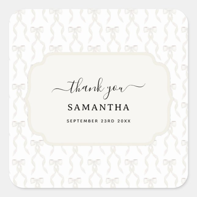 Sticker Carré Motif de la Bow blanche Aquarelle (Devant)