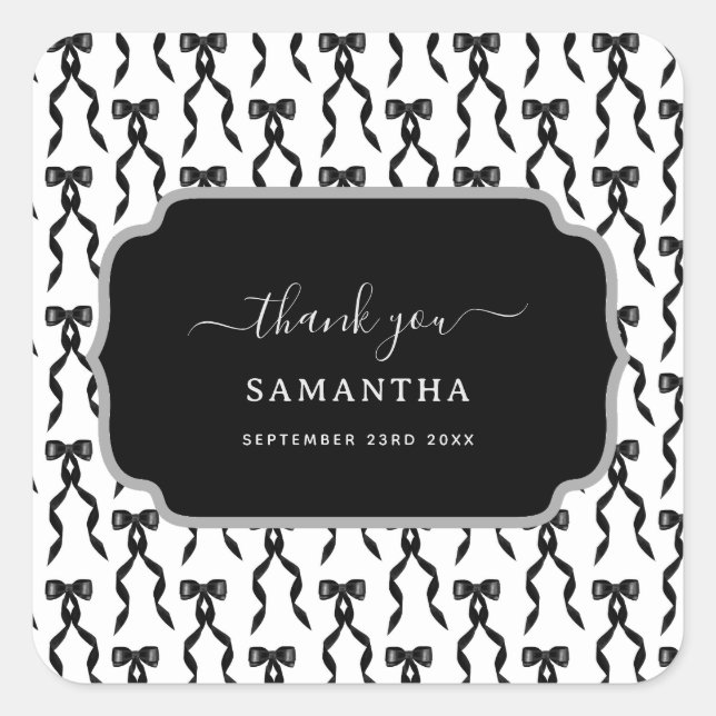 Sticker Carré Motif de la Bow Noir (Devant)