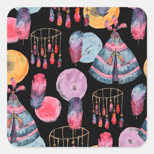 Sticker Carré Motif de la tente Boho (Devant)