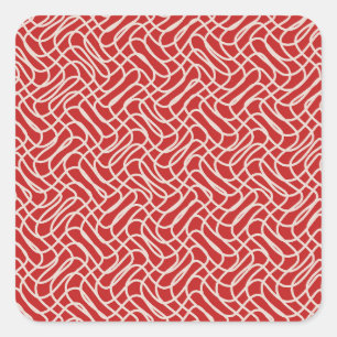 Sticker Carré Motif De Ligne Abstraite Rouge Et Crème