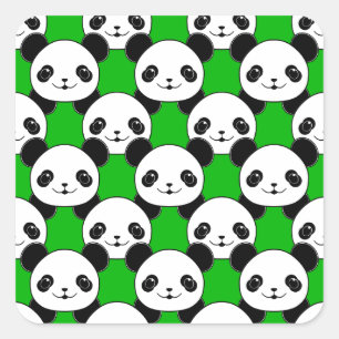 Sticker Carré Motif de l'ours Kawaii Panda