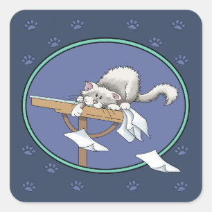Sticker Carré Motif de méfaits de chat