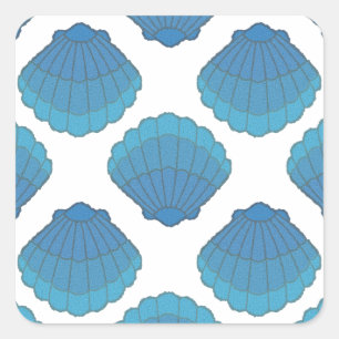 Sticker Carré Motif de mosaïque Blue Seashell