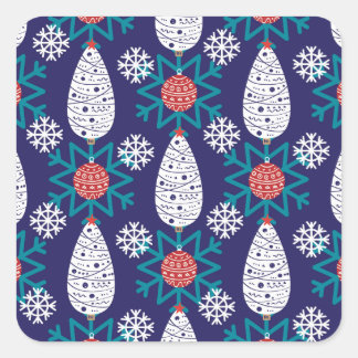 Sticker Carré Motif de Noël de style scandinave