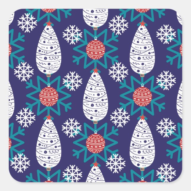 Sticker Carré Motif de Noël de style scandinave (Devant)