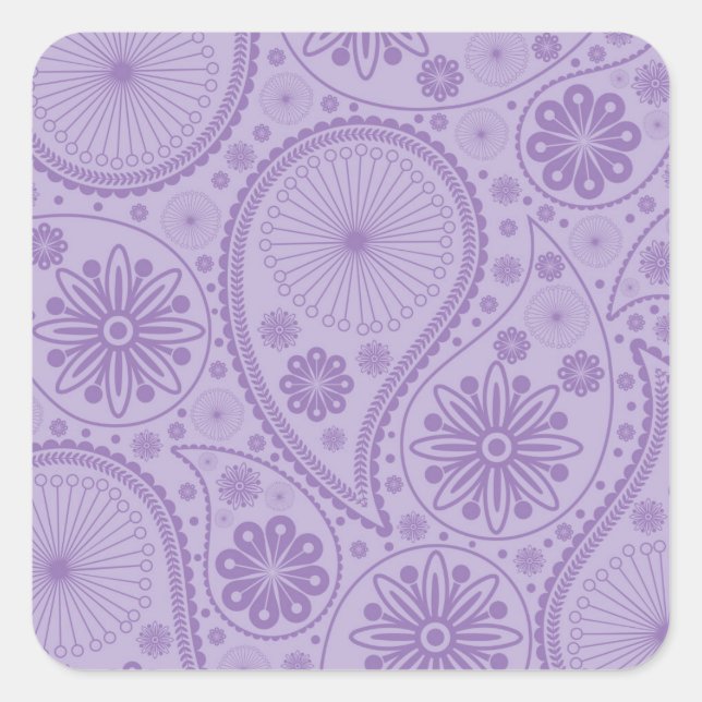 Sticker Carré Motif de paisley violet (Devant)