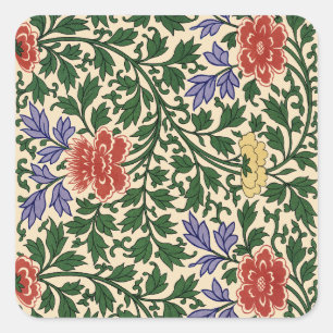 Sticker Carré Motif de pivoine de chinoiserie vintage Owen Jones