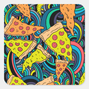 Sticker Carré Motif de pizza