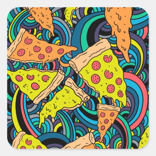 Sticker Carré Motif de pizza (Devant)