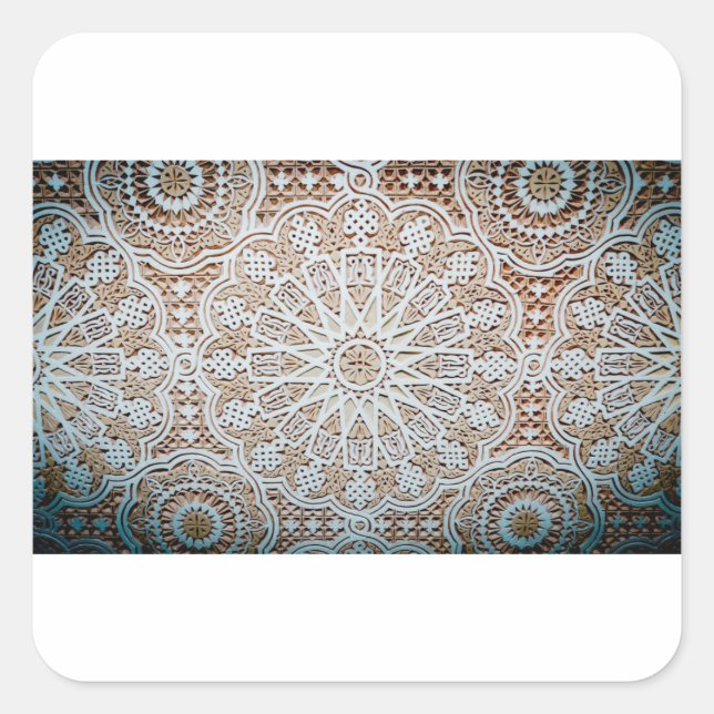 Sticker Carré motif de plafond en stuc (Devant)