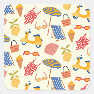 Sticker Carré Motif de plage d'été italien La dolce Vita